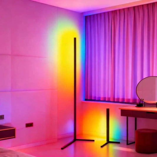 APP-Controlled Floor Lamp RGBIC Colors Smart Corner Floor Ligh Dimmable Music Sync Lighting Stand Lights for Bedroom Gaming Room