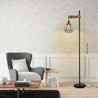 Bymaocar 110V Retro Smart Floor Lamp Durable Tall Standing Lamp Adjustable Height with Rattan Lampshade & Extended Power Cord