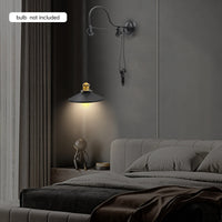 110-120V Adjustable Pulley Wall Lamp, Industrial Iron Wall Light, Wall Mount Indoor Lighting W/ E26 Base for Staircase & Hallway