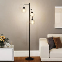 67" Tree-Shaped Floor Lamp with 3 Lights, Glass Shade, Foot Switch, Modern Design for Living Room Lighting