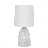 12.75" Mini Clear Glass Table Lamp with White Shade，Easy operation