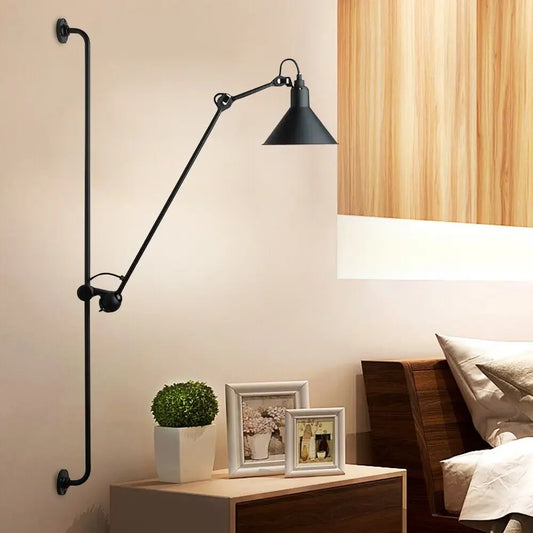 360 Rotating Wall Sconce Lamp - Versatile Bedroom Lighting Fixture with Long Arm