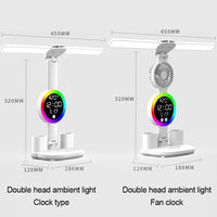 Rechargeable Led Table Lamp for Study Desk Lamp Reading Light Led Night Light with Fan Led Clock Dispaly Reading Desk Light