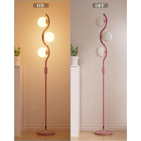 60IN Dimmable Pink Floor Lamp with Stepless Dimming Feature and 3Pcs G9 3000K Warm White Bulbs Modern Mid Century Style Standin