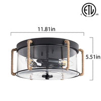 3-Light Farmhouse Ceiling Light Farmhouse Flush Mount Ceiling Light Industrial Farmhouse Light Fixtures Rustic Ceiling Light