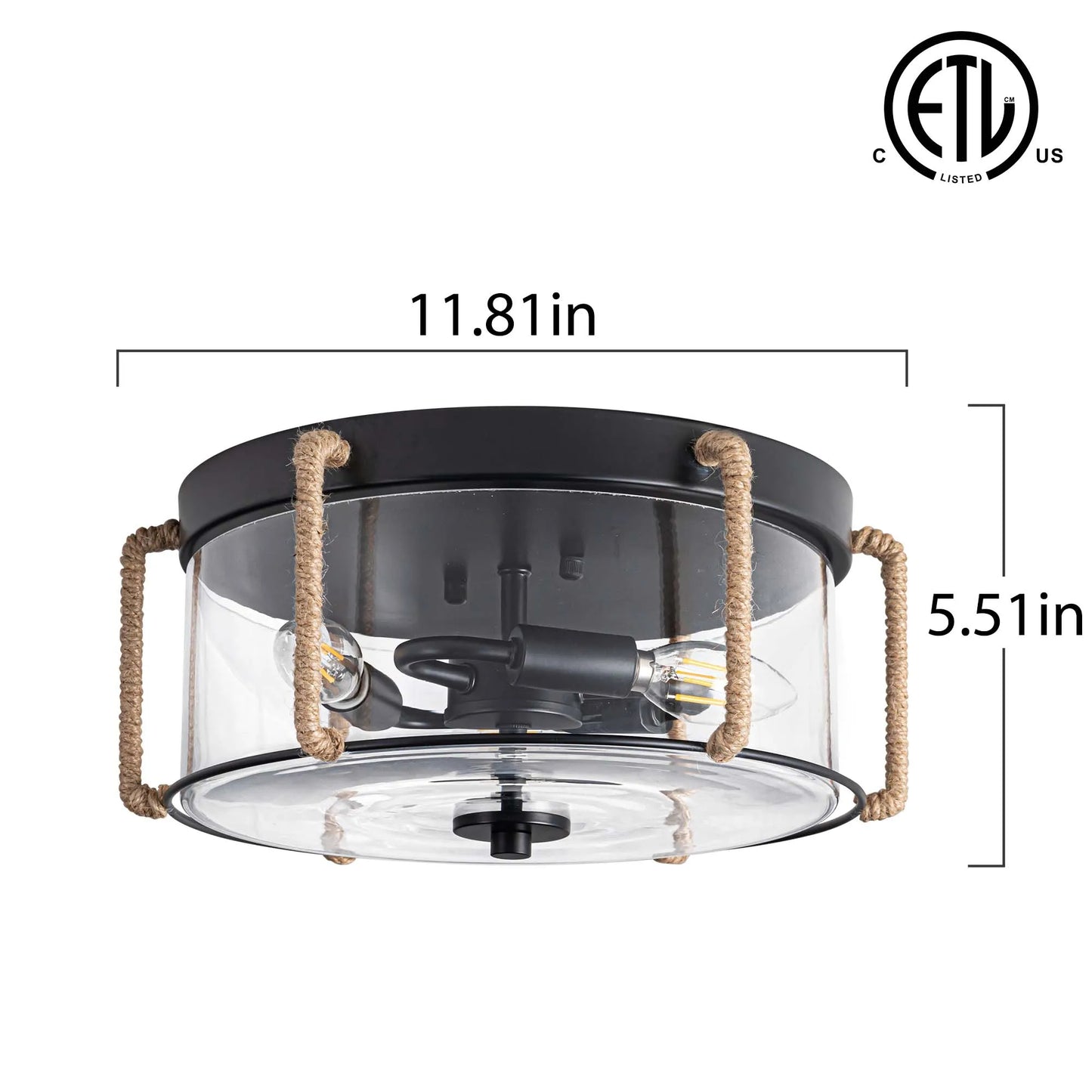 3-Light Farmhouse Ceiling Light Farmhouse Flush Mount Ceiling Light Industrial Farmhouse Light Fixtures Rustic Ceiling Light