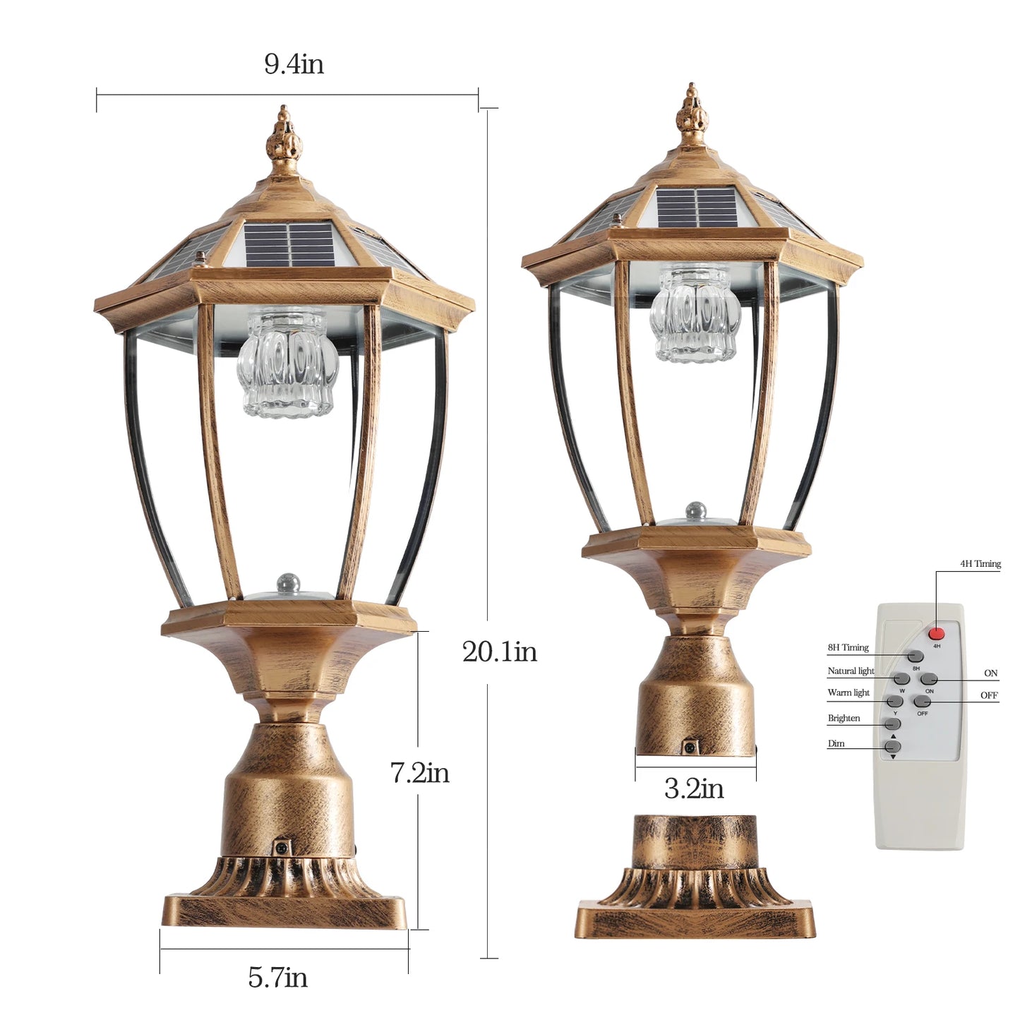Vintage Solar LED Post Light, Waterproof Outdoor Garden Lamp with Automatic On/Off, For Yard, Patio, and Pathway Lighting