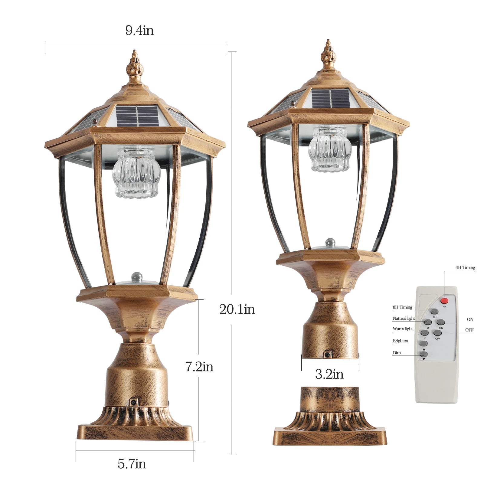 Vintage Solar LED Post Light, Waterproof Outdoor Garden Lamp with Automatic On/Off, For Yard, Patio, and Pathway Lighting
