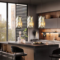 ARLGSITE Modern Luxury Crystal Pendant Light - 3 Pack, Adjustable Hanging Ceiling Lamp with Crystal Prism Design -Black Finish