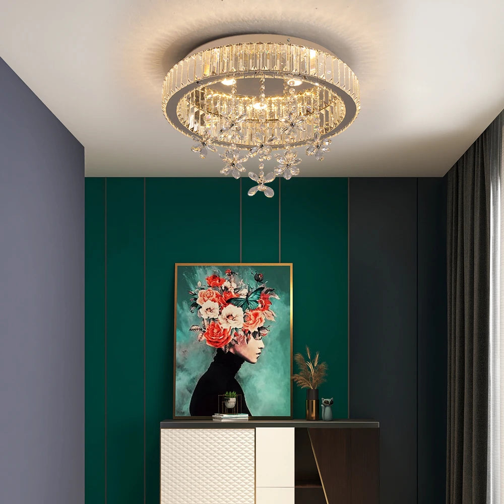 Crystal LED Ceiling Lamp Modern Chandelier Pendant Light Luxury Home Decor Living Dining Room Decor Fixtures Plafonnier Lustre