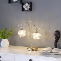 17.25 "Rose Gold 2-Flower Clock Glass Metal Modern Simple Desk Lamp Iron Art Suitable For Bedhead, Desk Warm Decoration 3000K