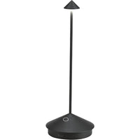 Black Cordless LED Table Lamp with Touch Dimming, Powder-Coated Aluminum, Suitable for Indoor and Outdoor Use, and Contact Charg