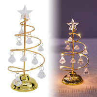 Crystal Star Christmas Tree Lamp Battery Operated Desk Table Lamp Decorative Iron Tree Night Lights for Living Room Bedroom Deco