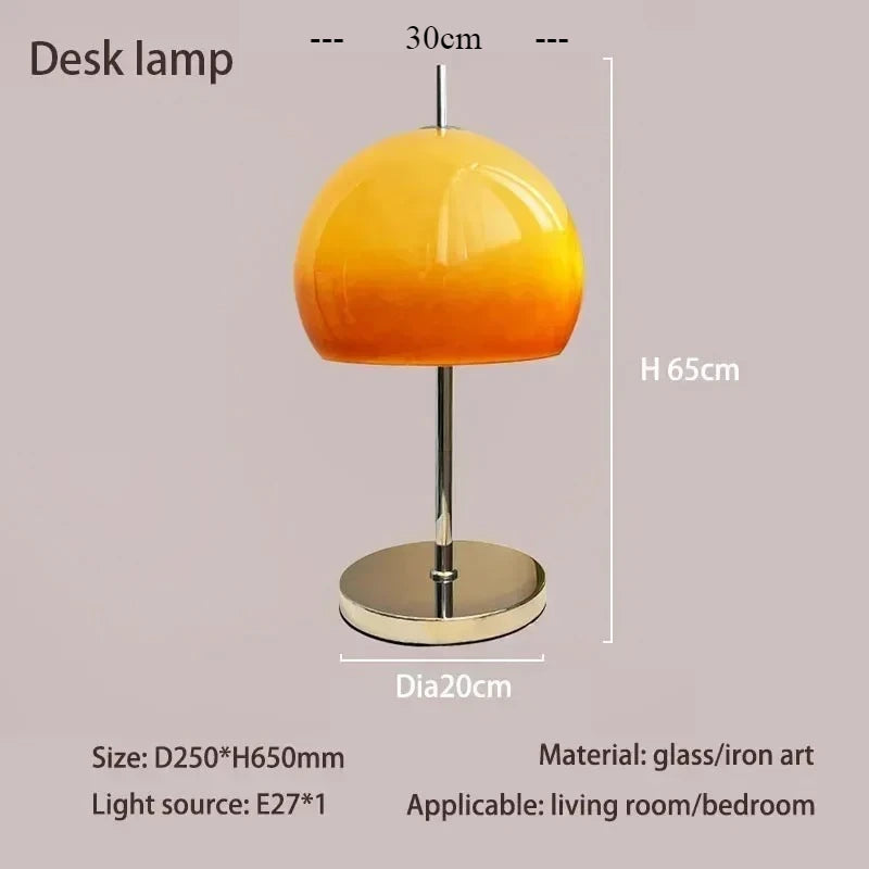 Orange Cream Glass Floor Lamp Bedroom Bedside Living Room Sofa comfort Creative Mushroom Table Light Bookstore Eye Protection