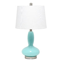 Contemporary Glass Table Lamp with Fabric Shade E26 Base Living Room Bedroom Office Decoration Tapered Shade Design
