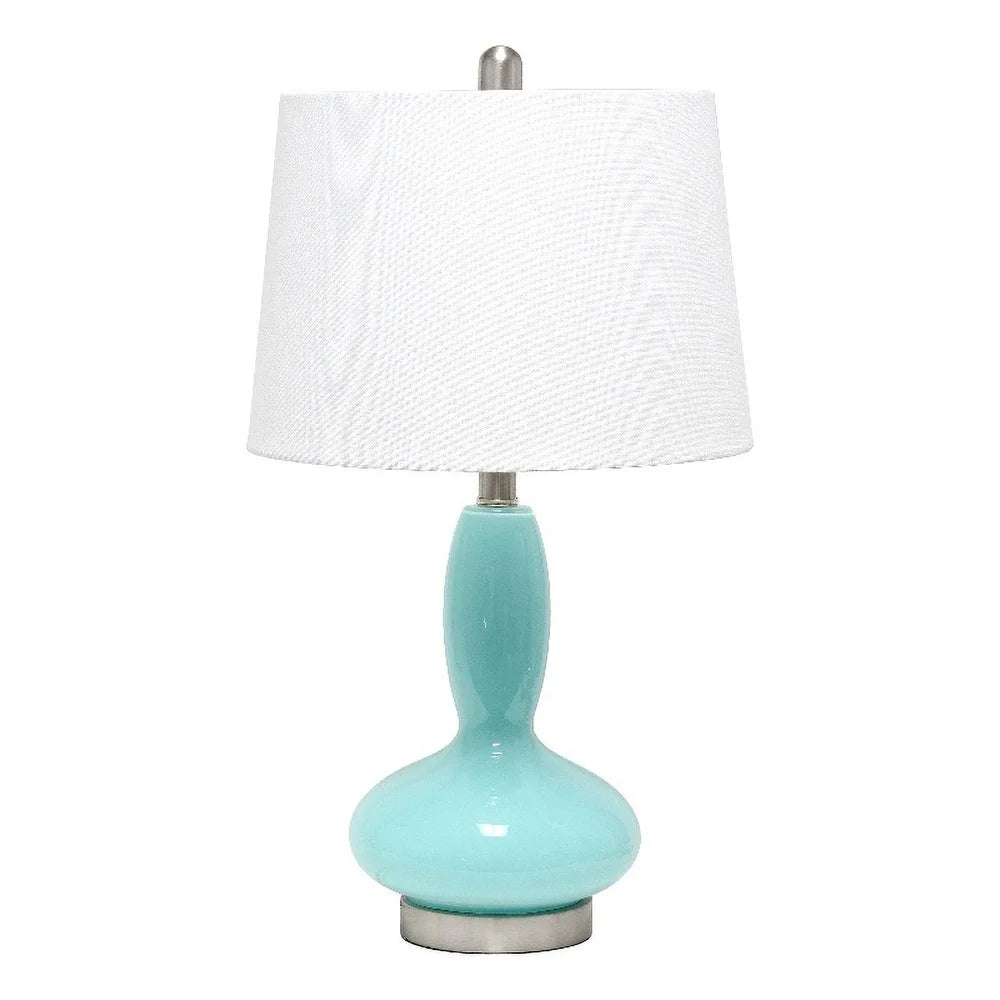Contemporary Glass Table Lamp with Fabric Shade E26 Base Living Room Bedroom Office Decoration Tapered Shade Design