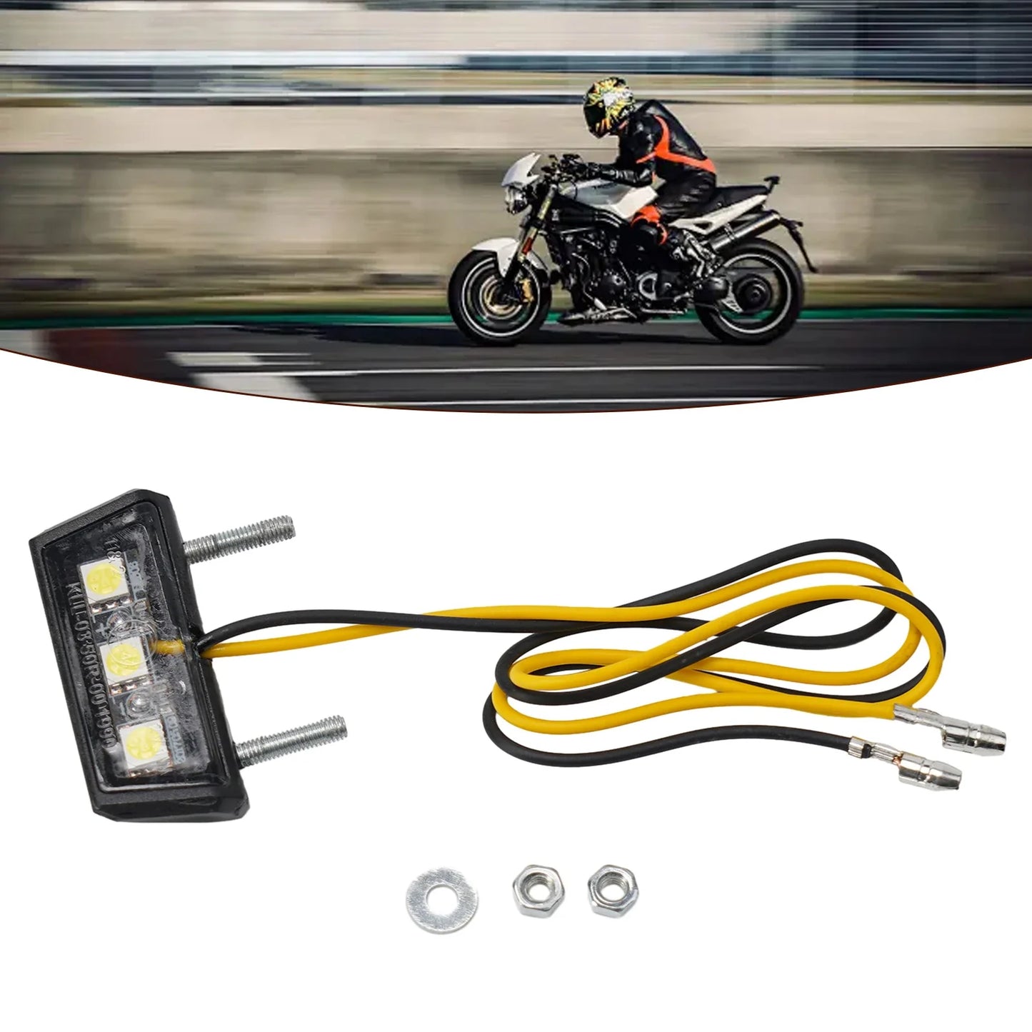 12V Mini Motorcycle LED License Plate Light Motorbike LED Rear Tail Number Light Universal Motorcycle License Plate Lamp