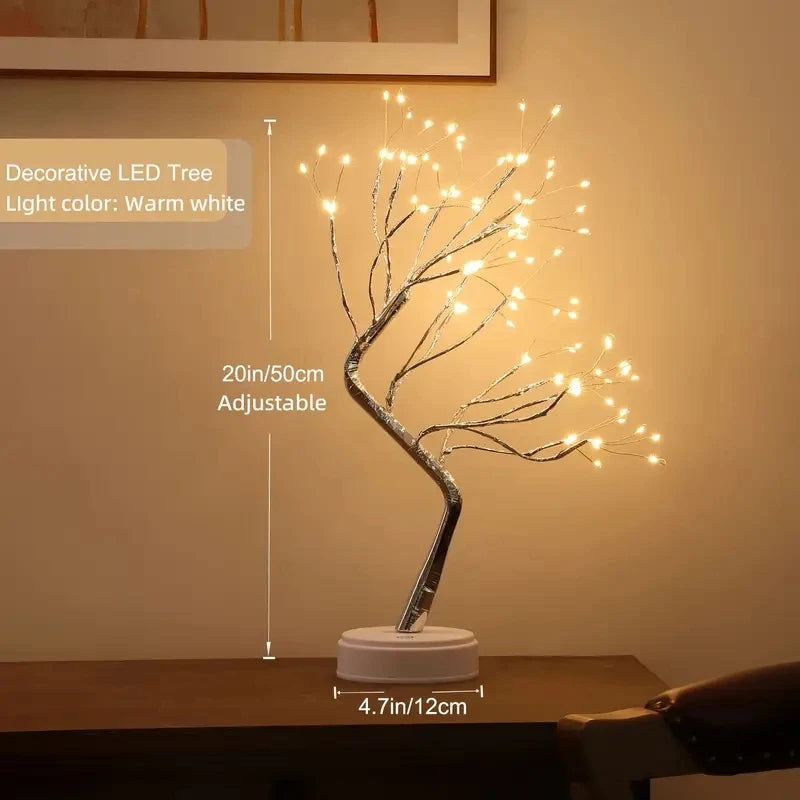 108 LED Tabletop Bonsai Tree Light With Remote Night Light Shimmer Tree Lamp For Christmas Valentine's Home Decoration