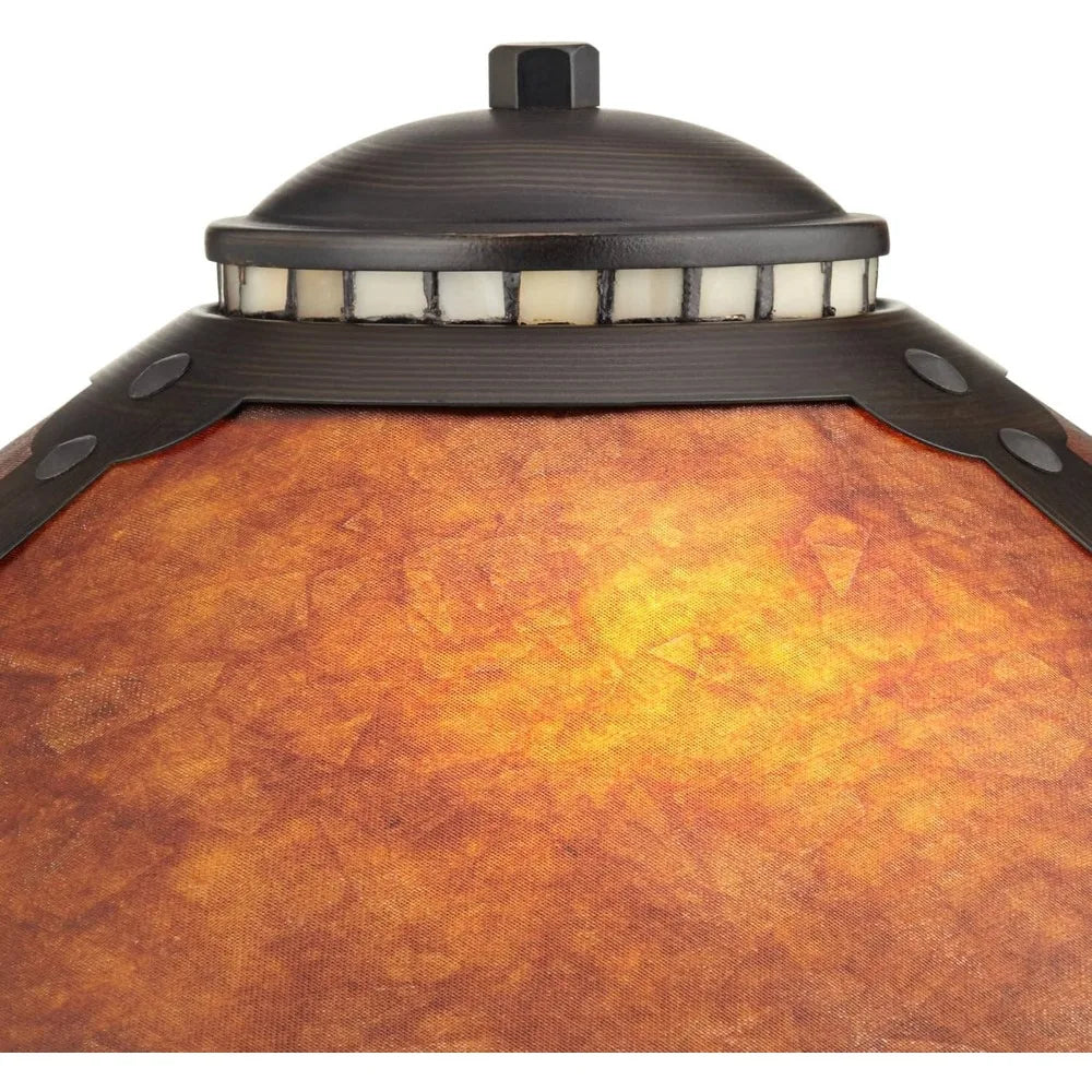 Art Deco Style Desk Table Lamps Set of 2, Rustic Rubbed Bronze, 18.5 High, Mission Tiffany Collection, Nautical Theme