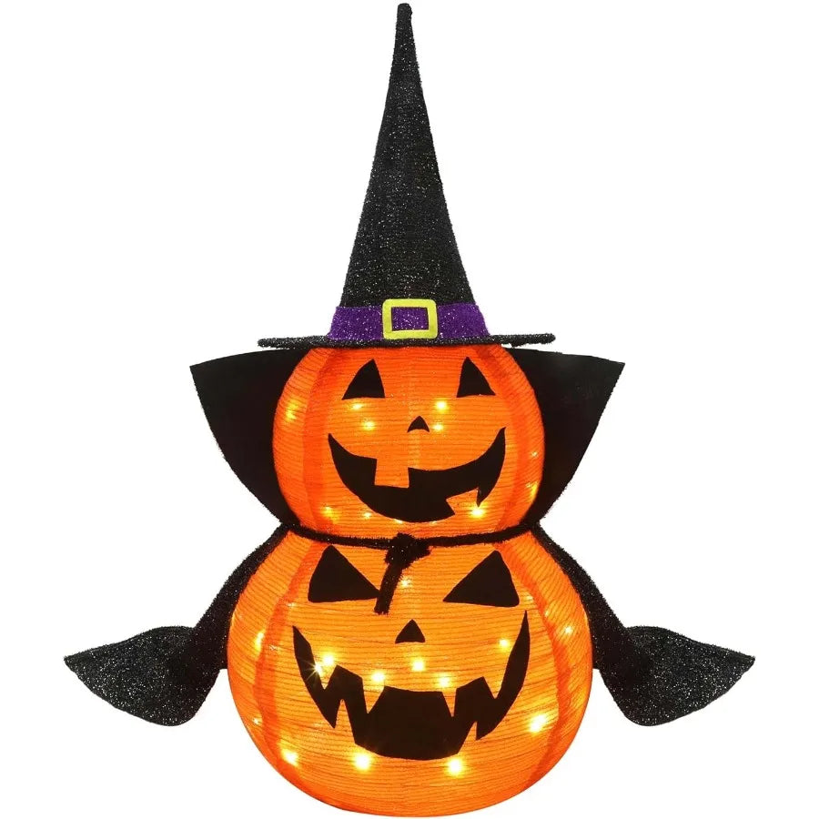 3FT Halloween Collapsible Pumpkin Decoration with 50 LED PopUp Pumpkin Lamp and Star Cap PlugIn JackOLantern with Durable Metal