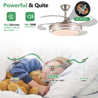42 Inch 3 Layer Design Modern LED Ceiling Fan with Light and Remote Control,Retractable Blades,Adjustable Speed,Silent Operation