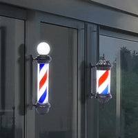 32inch Barber Pole Stripes With LED light Barber Pole Rotating Sign Light Box Rainproof Hairdressing Salon Save Energy Wall Lamp