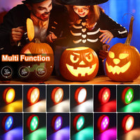 2 Pack LED Pumpkin Lights,Small Orange Flickering Tea Lights, for Halloween, Fall Festival Decorations
