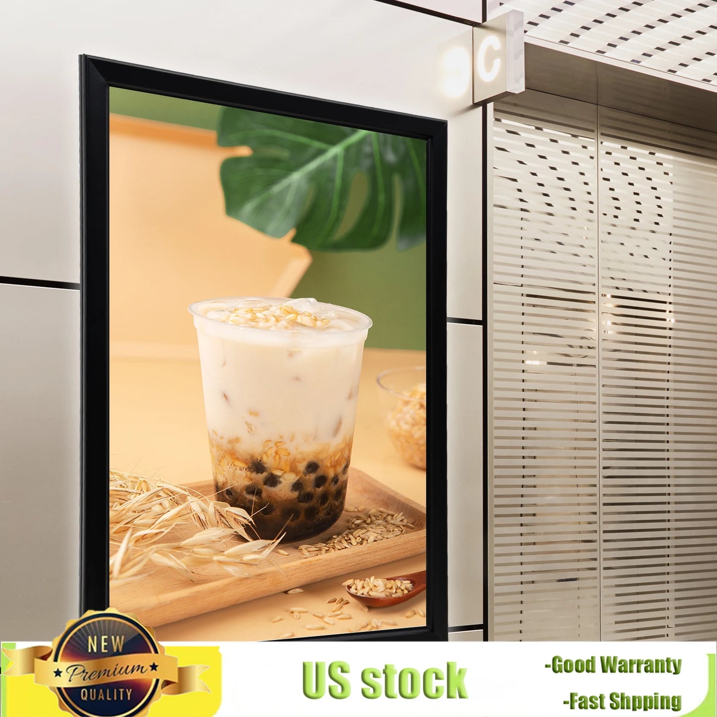 Bymaocar Black 27x40In LED Backlit Movie Poster Frame Light Box - 18W Home Theater Decor & Commercial Menu Wall Art Sign Display