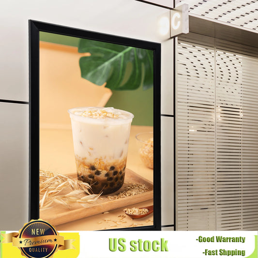 Bymaocar Black 27x40In LED Backlit Movie Poster Frame Light Box - 18W Home Theater Decor & Commercial Menu Wall Art Sign Display