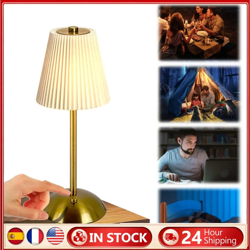 Cordless Table Lamp Small Night Light Touch Control Simple Reading Light Portable Metal Desk Lamp for Restaurant Bar Coffee Shop