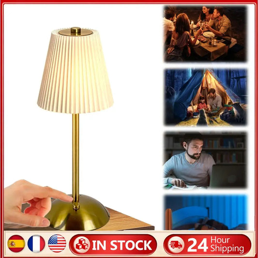 Cordless Table Lamp Small Night Light Touch Control Simple Reading Light Portable Metal Desk Lamp for Restaurant Bar Coffee Shop