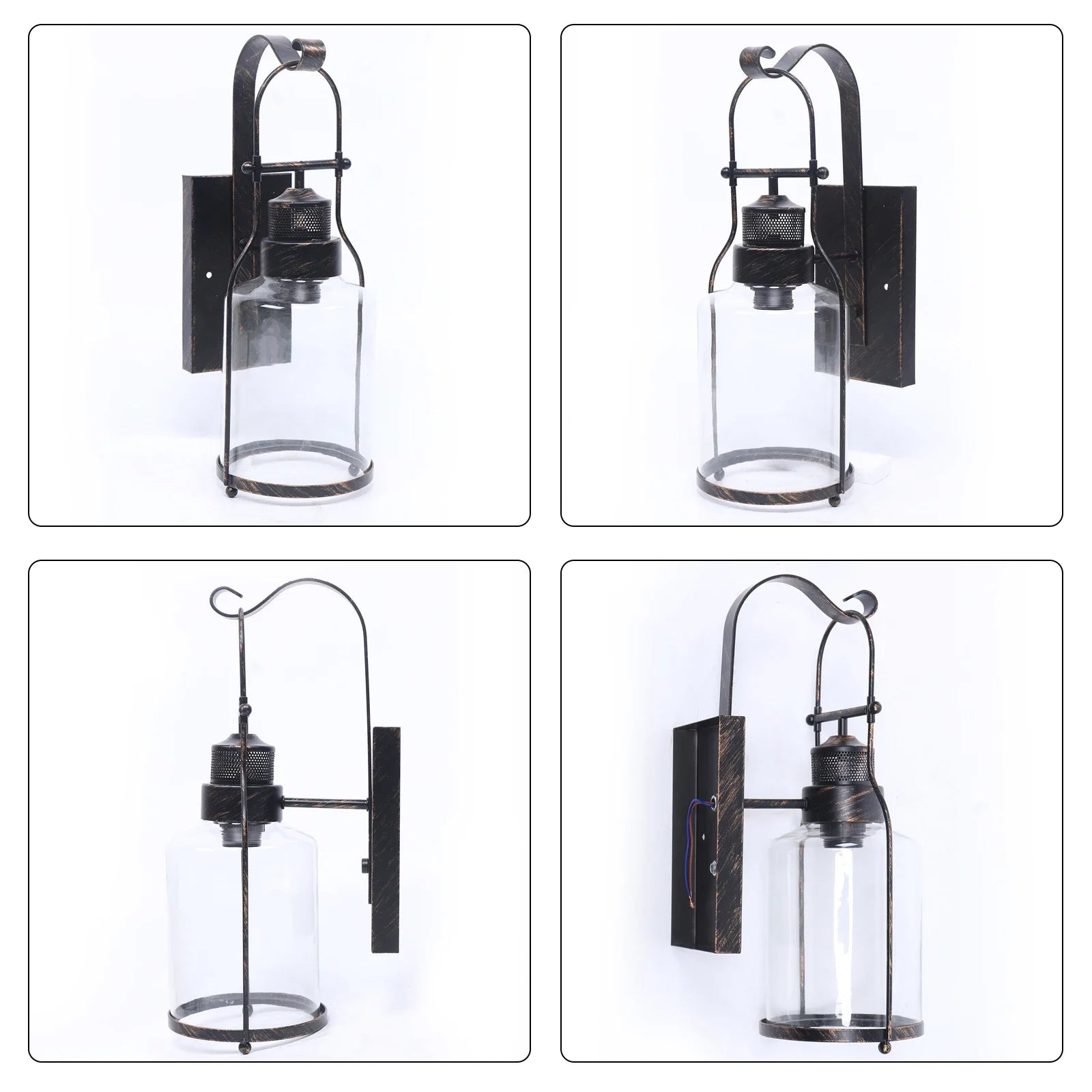 110-220V ‎Indoor Rustic Light Fixtures,Retro Vintage Industrial Wall Lantern, Farmhouse Wall Lamp with Clear Lampshade