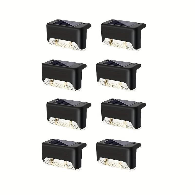 4/8/16Pcs Warm LED Solar Step Lamps Outdoor Waterproof Patio Light Deck Lamp for Railing Stairs Step Fence Yard Patio Pathway