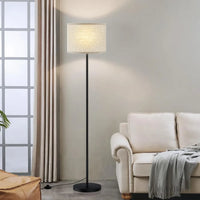 60'' Modern Floor Lamp with Beige Shade and Black Pole for Living Room Bedroom Office Dining Room Tall Standing Lamp with Elega
