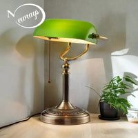 Classical desk lamp Green/White Color Glass Bankers Desk Lamp with Zipper Switch Living room Bedroom Bedside Sofa Table lamp