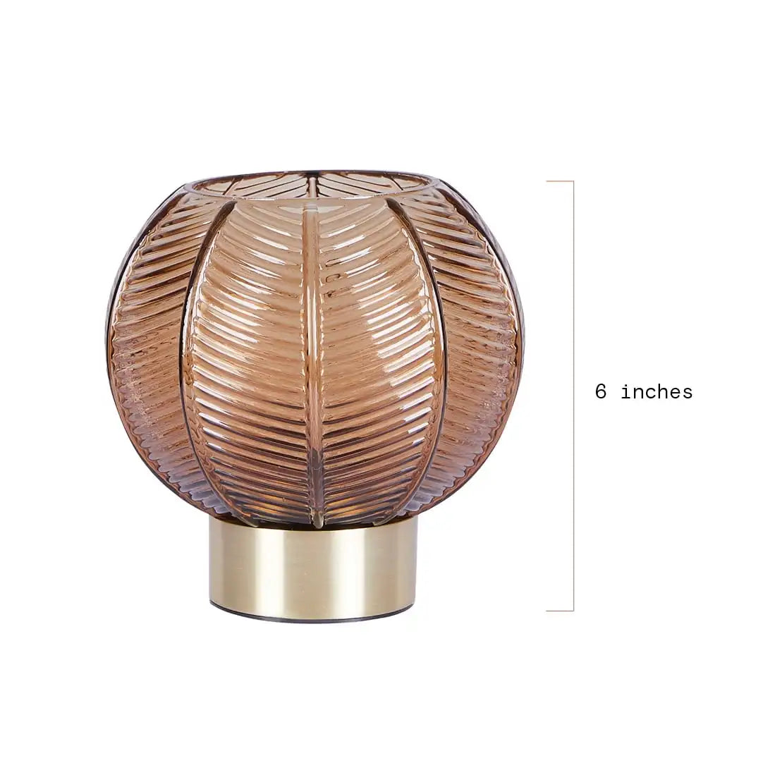 6” Gold Table Lamp with Ribbed Glass Shade