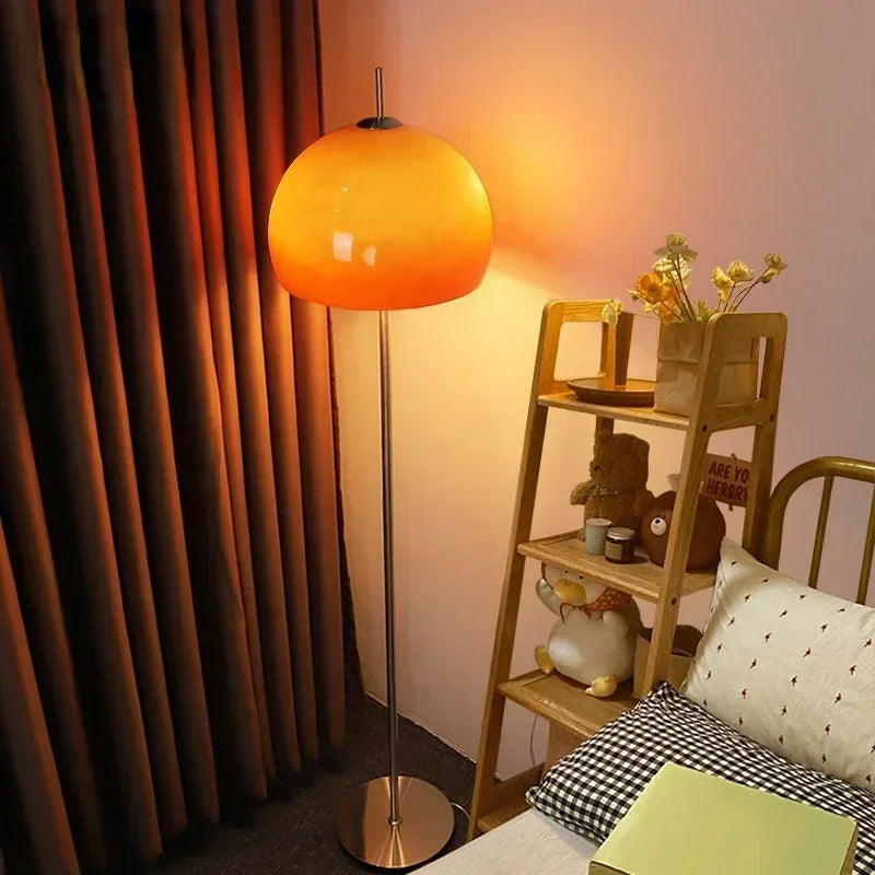 Orange Cream Glass Floor Lamp Bedroom Bedside Living Room Sofa comfort Creative Mushroom Table Light Bookstore Eye Protection