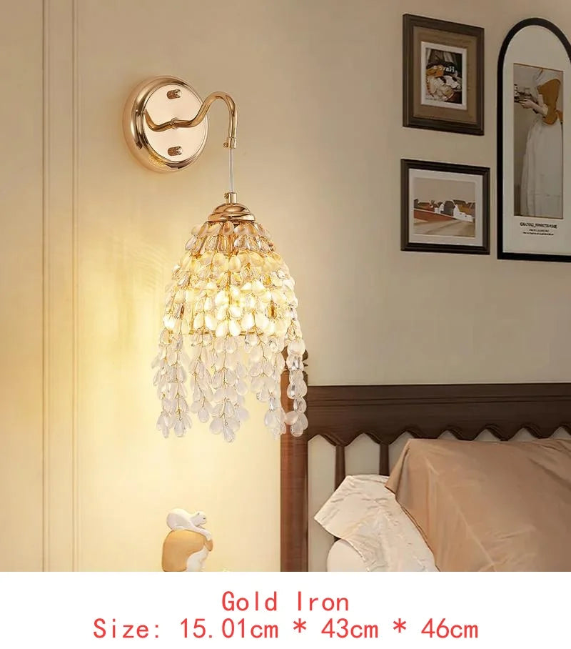 19" Elegant Crystal Table Lamp - Vintage Waterfall Design with Teardrop Grape Crystal Beads and Marble Base for Living Room,