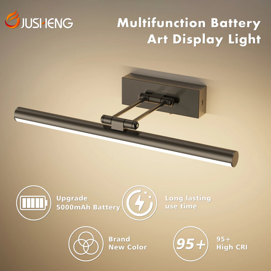 5000MAh LED Picture Light With 3 Color Temperature, Remote-Control Wall Light For Living Room, Gallery & Art Exhibition