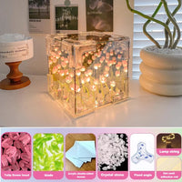 Creative Diy Tulip Flower Sea Cube Three-Dimensional Small Night Lamp Material Package for Girlfriend Couple Girlfriends