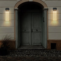 18"(H) 1-pack 12W Modern Outdoor Wall Light Fixture, Weatherproof LED Wall Sconce with Bubble Crystal, Black Finish, Up and