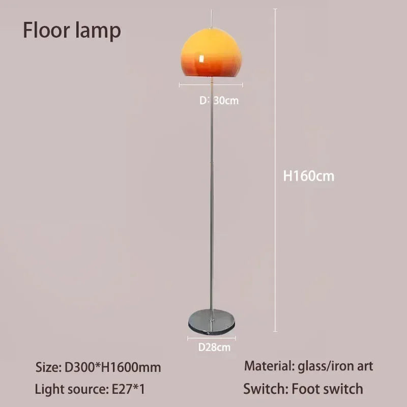 Orange Cream Glass Floor Lamp Bedroom Bedside Living Room Sofa comfort Creative Mushroom Table Light Bookstore Eye Protection