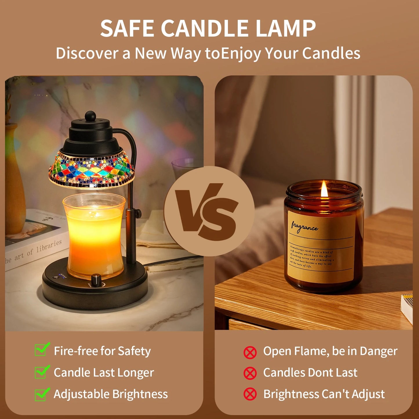 Colorful Candle Warmer Lamp With Timer and Dimmer Diamond Lampshape Wax Melting Lamp Adjustable Height Lattern Home Decor Gift