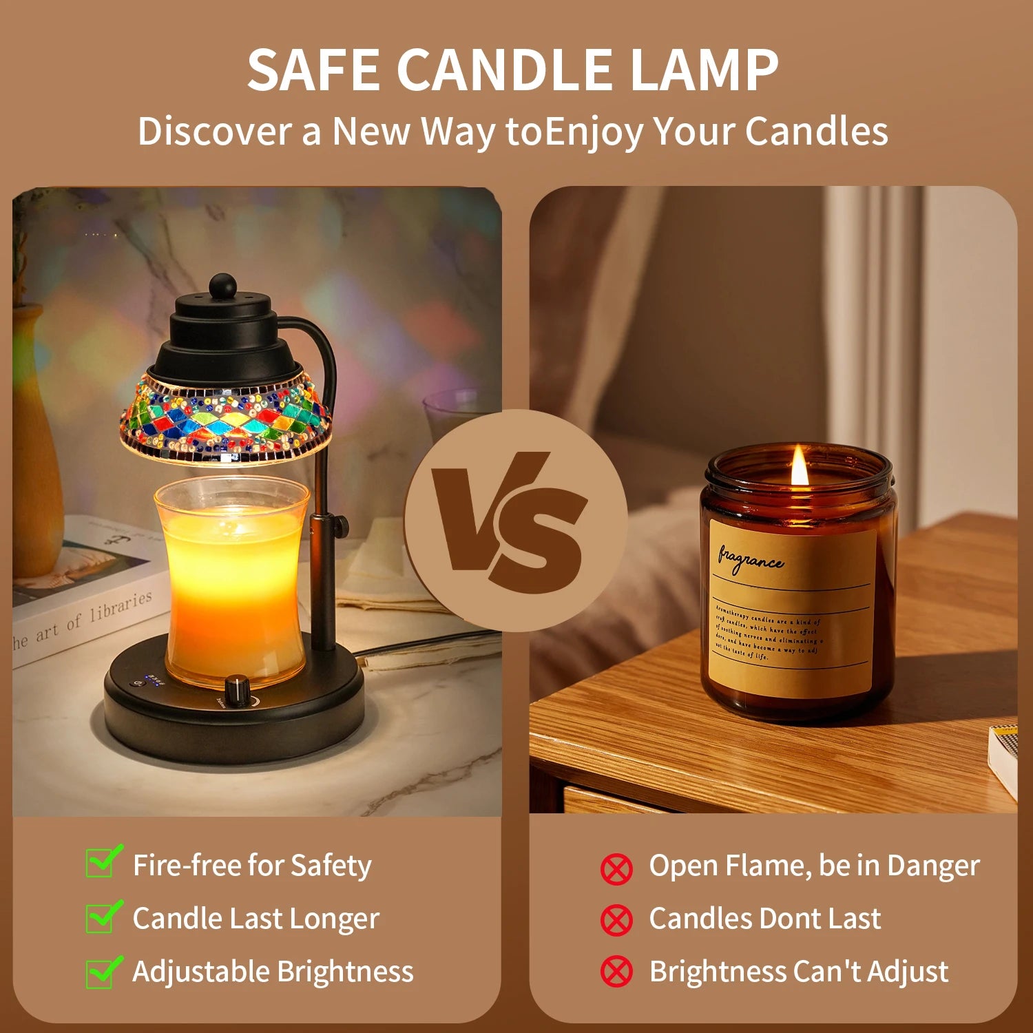 Colorful Candle Warmer Lamp With Timer and Dimmer Diamond Lampshape Wax Melting Lamp Adjustable Height Lattern Home Decor Gift