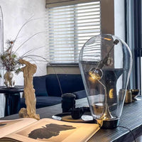 Novelty Clear Glass Table Lamp USB Charging Warm Light 3000K For Hotel Bedroom Parlor Art Deco Creative Desk Light