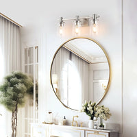 3-Light Modern Bathroom Vanity Light Fixture Above Mirror, Metal & Glass Construction, Hardwired for Easy Installation