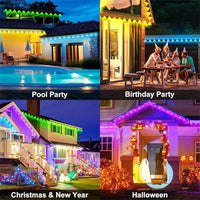 60M RGBIC Eaves LED Lights Permanent Outdoor Lights String App & Remote Light Strip Scene Modes Full House Party Wedding Light
