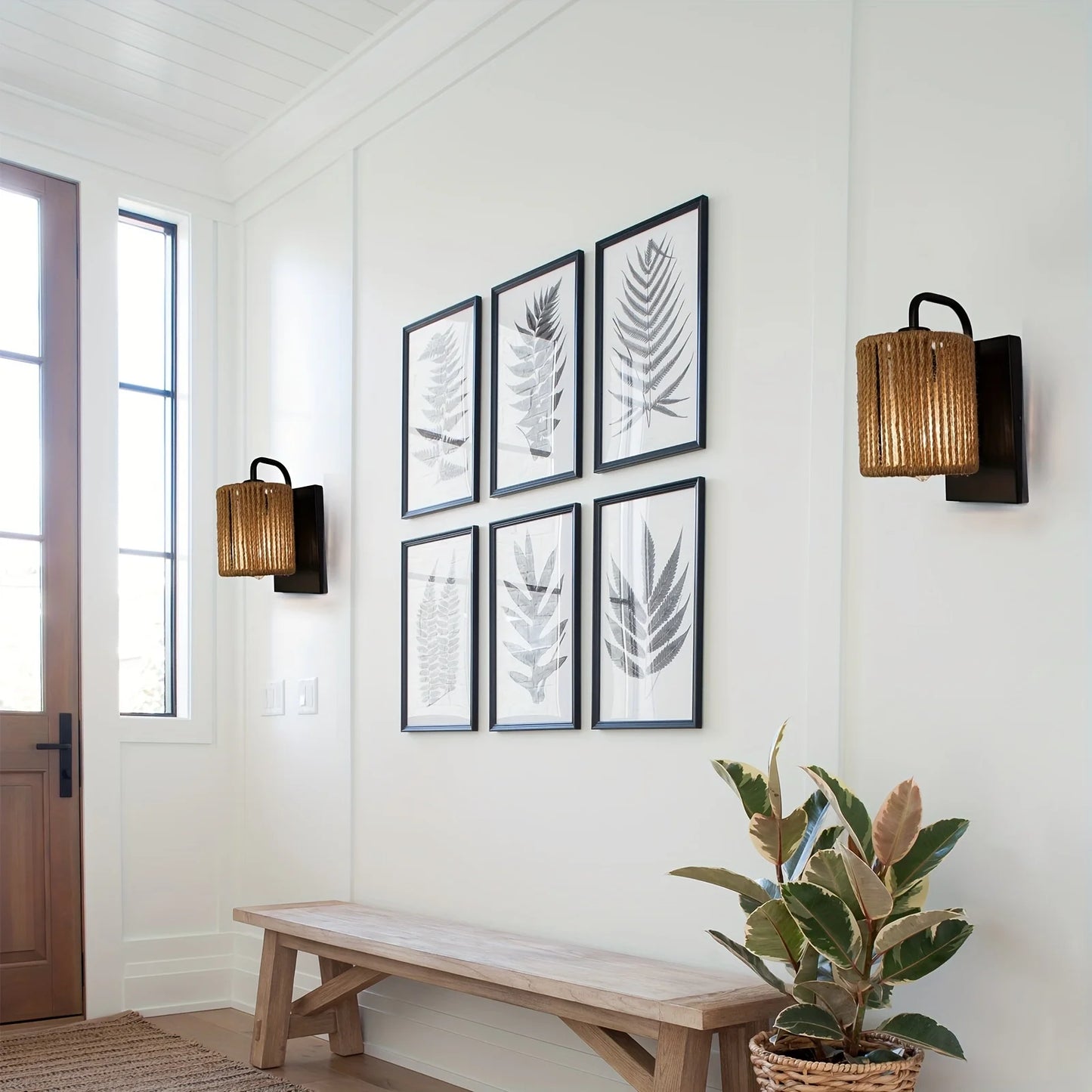 1-light Rattan Wall Sconce Rattan Sconce Boho Wall Sconce Farmhouse Boho Wall Sconces Indoor Coastal Wall Sconce