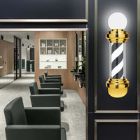 Golden Black White Rotating Barber Pole Light - 68cm LED Salon Open Sign - Wall Mount Hairdresser Decor for Salon & Barber Shop
