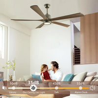 ARLGSITE 60“ Simple Modern Olive Green Wood Grain Silent Ceiling Fan Light, Adjustable , Suitable for Living Room & Bedroom